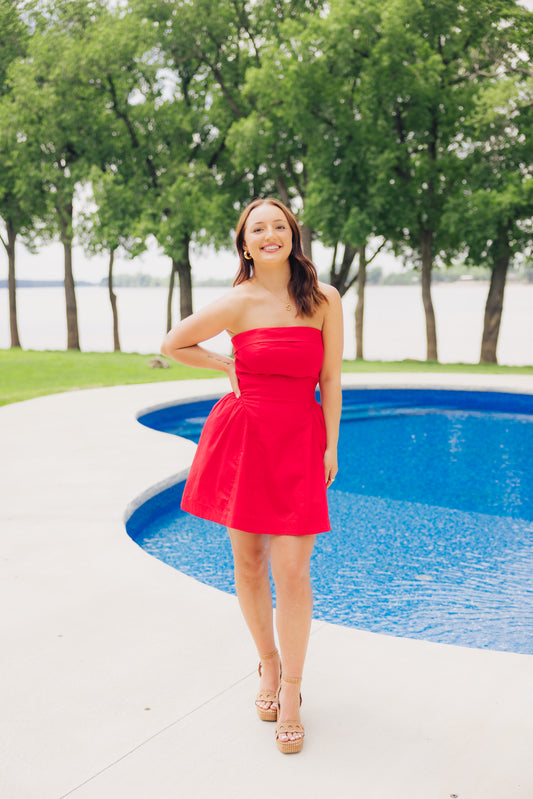 Red Fold Over Mini Dress