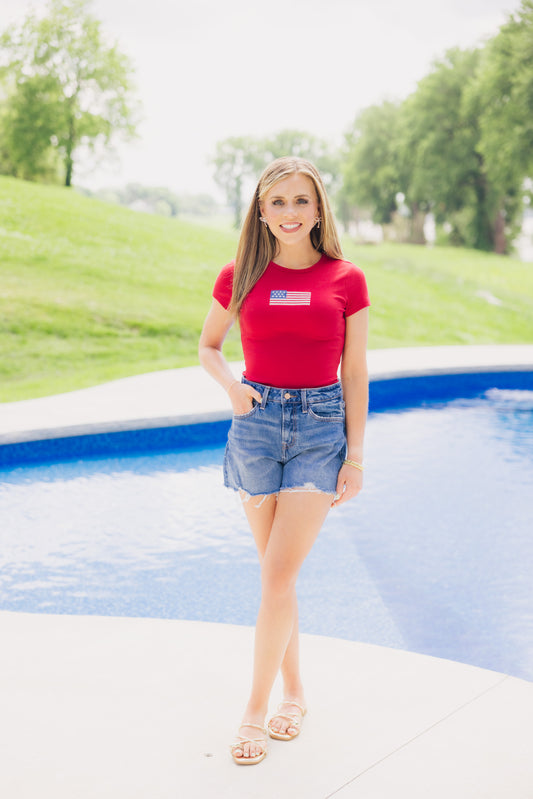 Red USA Baby Tee