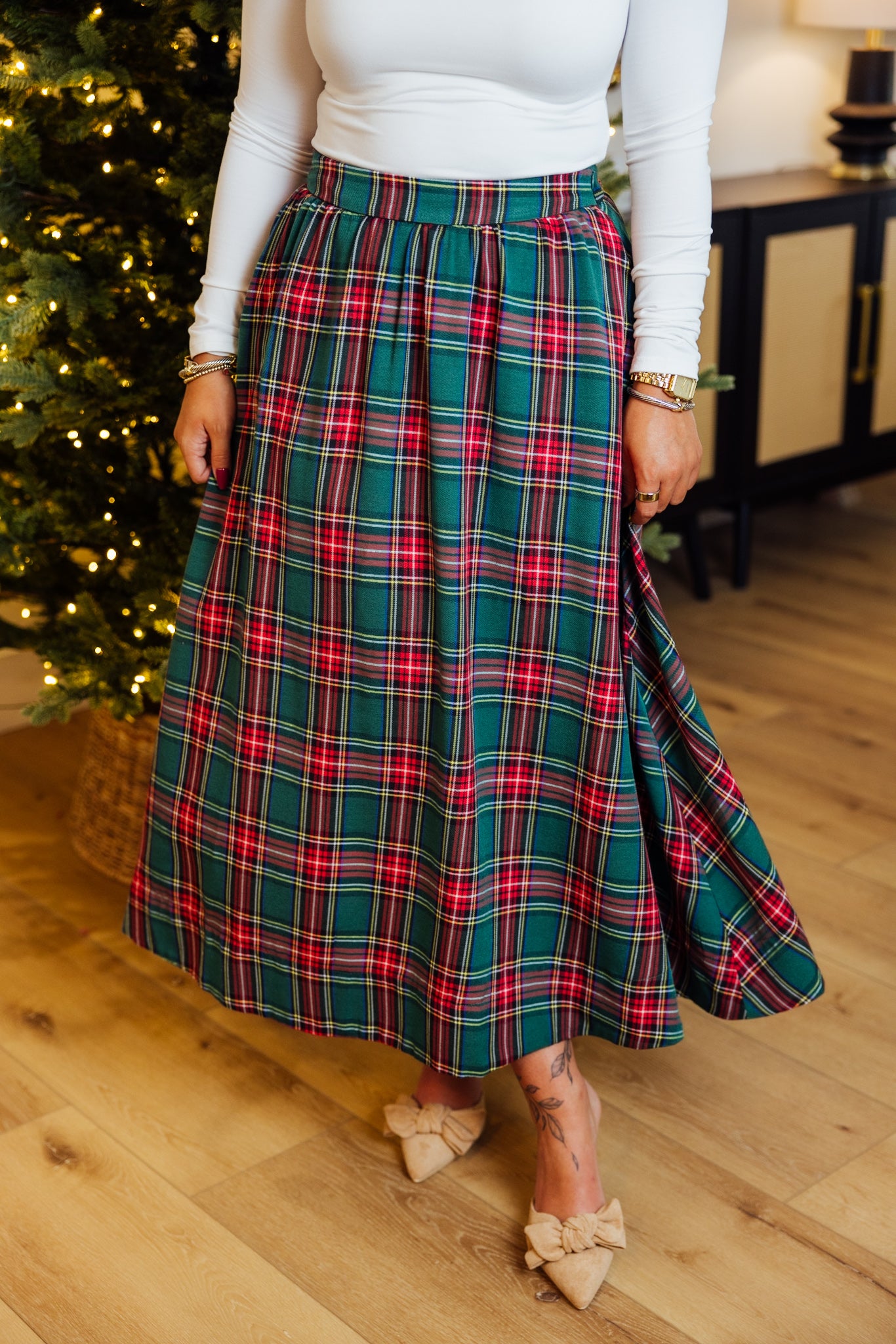 Green Tartan Skirt Set