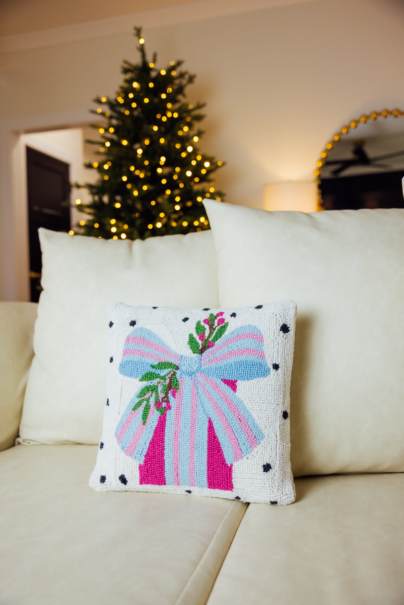 Spotted Holiday Present Hook Pillow