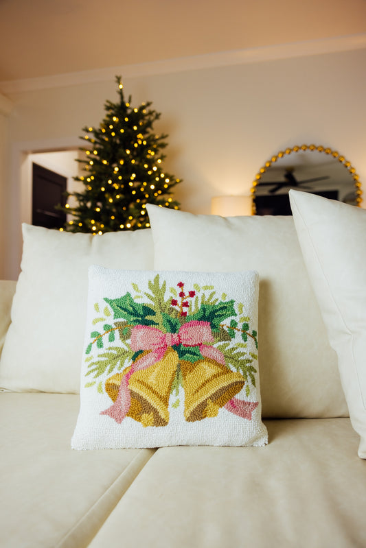 Christmas Bells White Hook Pillow