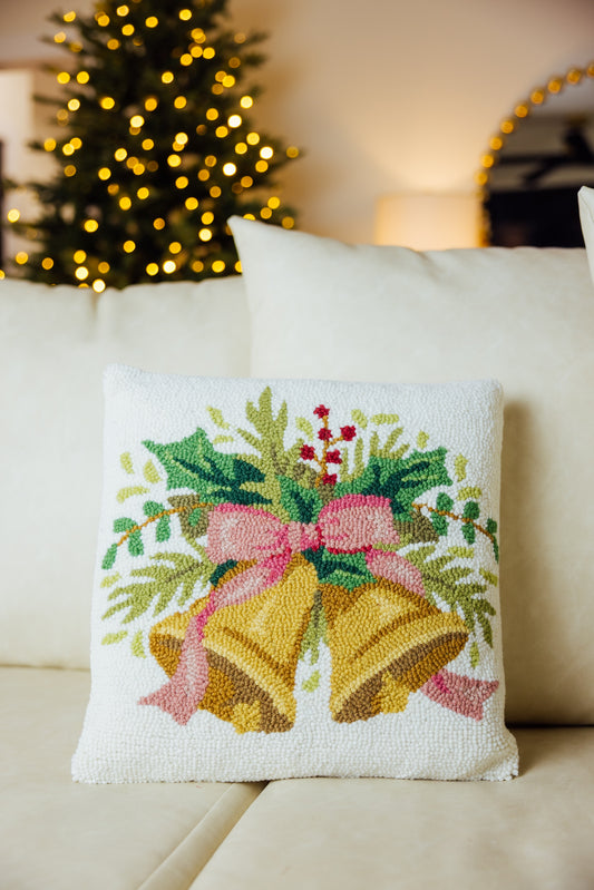 Christmas Bells White Hook Pillow