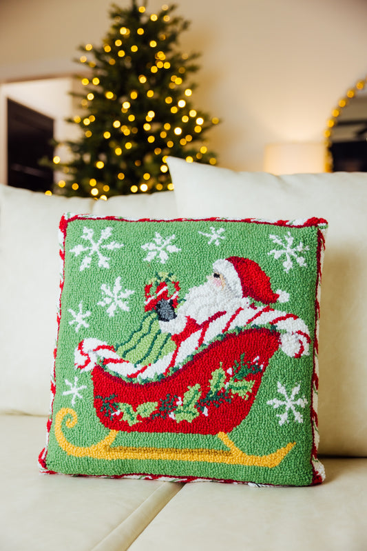 Santa Sleigh Hook Pillow