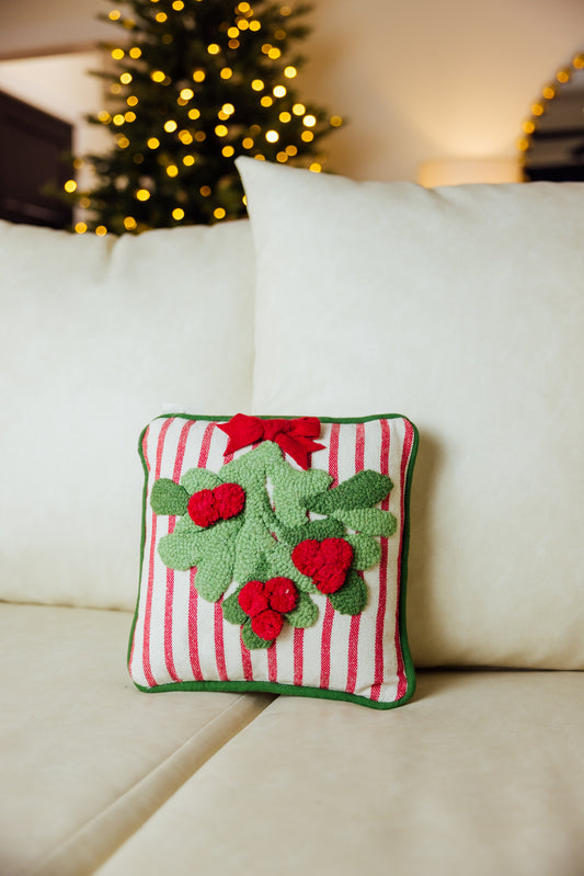 Mistletoe With Piping Hook Pillow