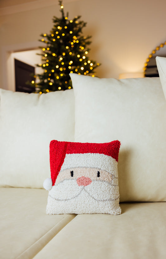Holiday Santa With Pom Hook Pillow