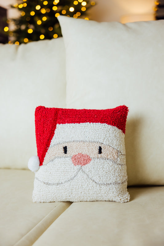Holiday Santa With Pom Hook Pillow