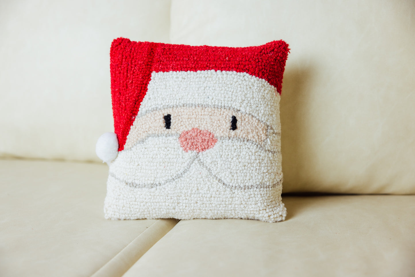 Holiday Santa With Pom Hook Pillow