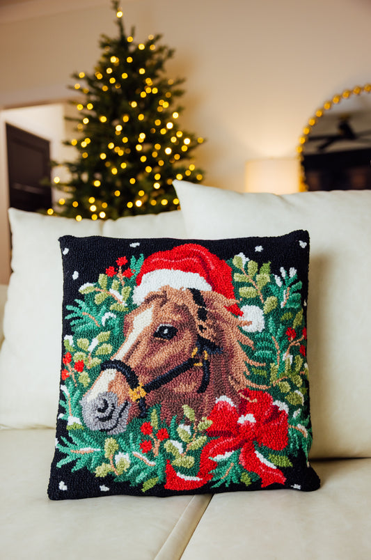 Holiday Horse Hook Pillow