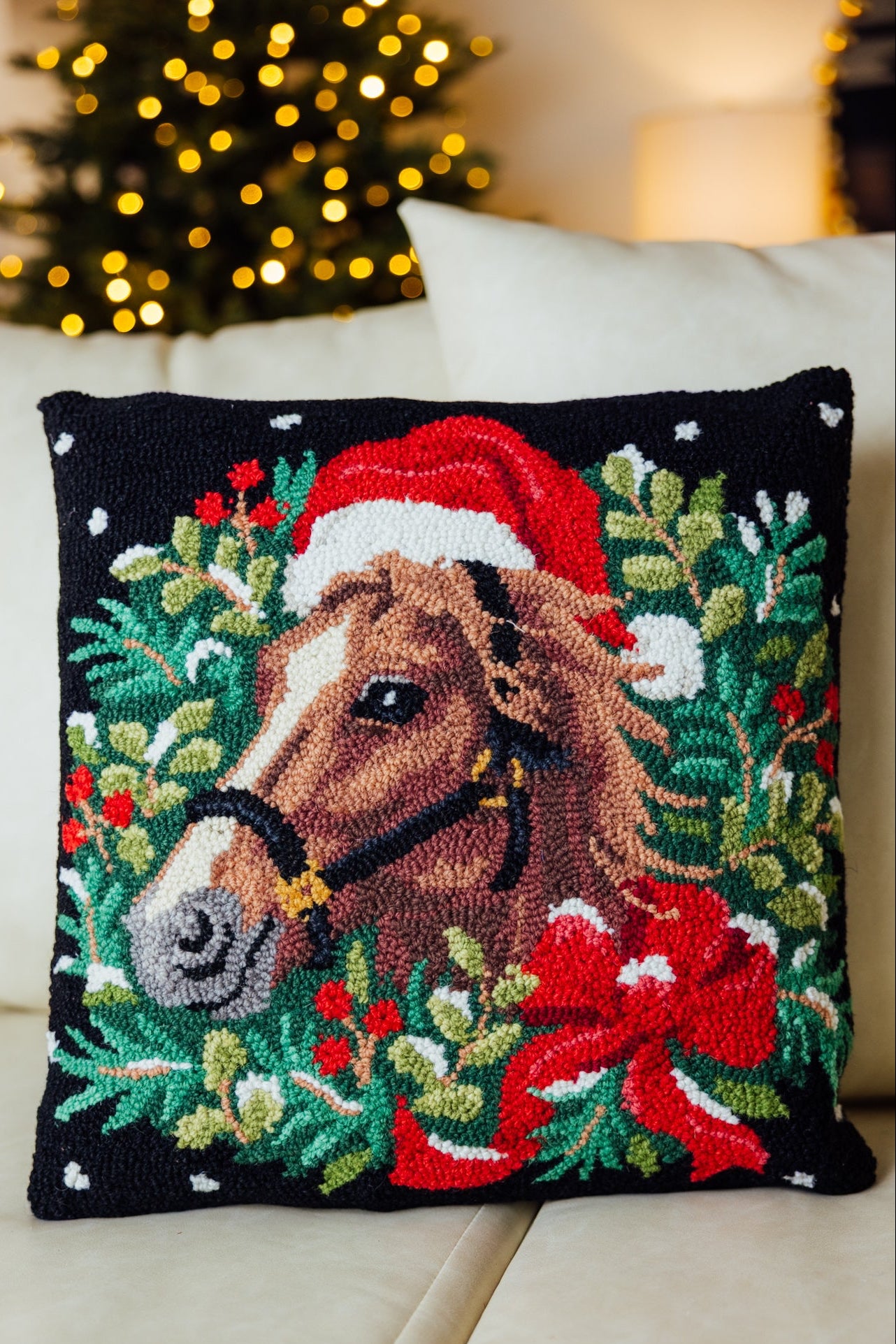 Holiday Horse Hook Pillow