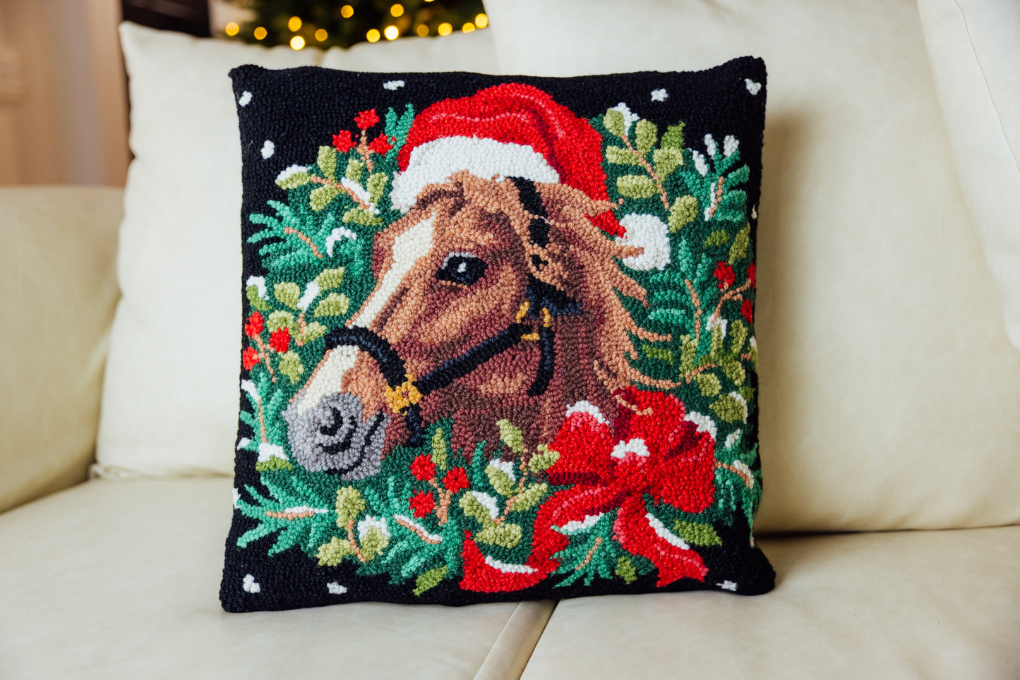 Holiday Horse Hook Pillow