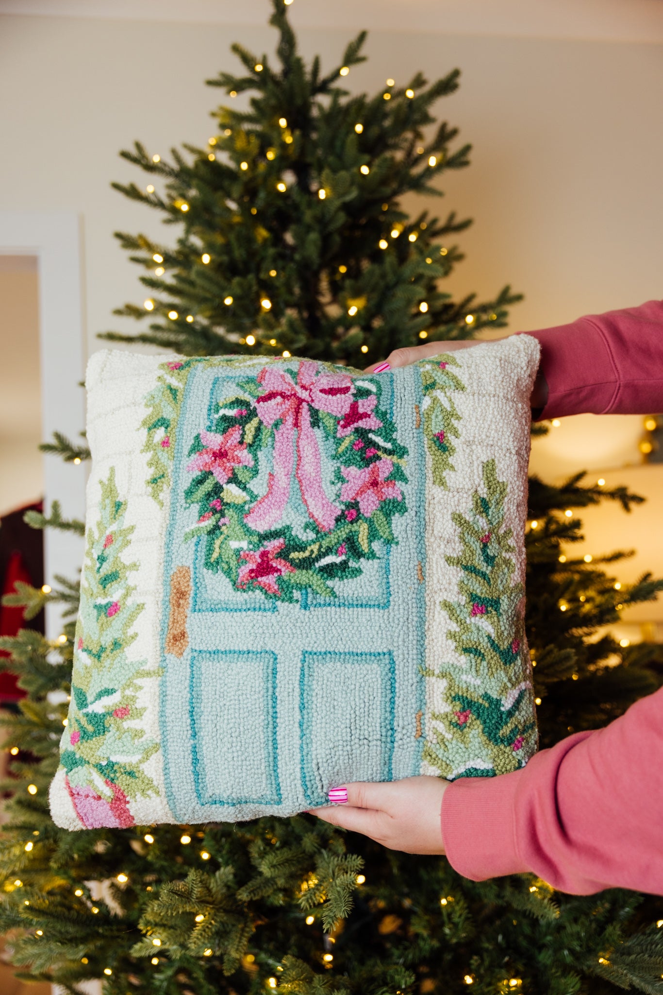 Holiday Front Porch Hook Pillow