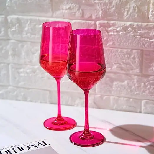 Hot Pink Wine Glasses (Set of 2)