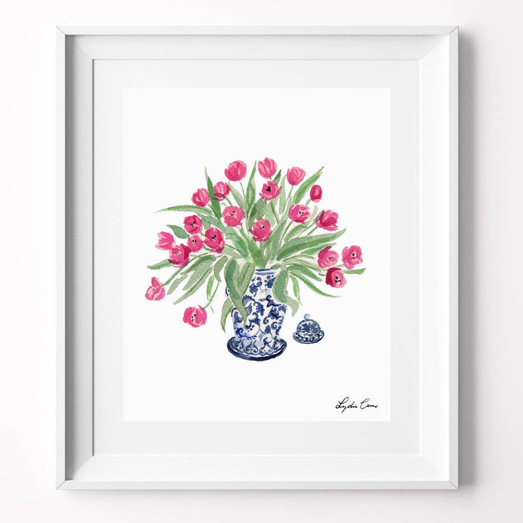 Ginger Jar with Tulips Art Print