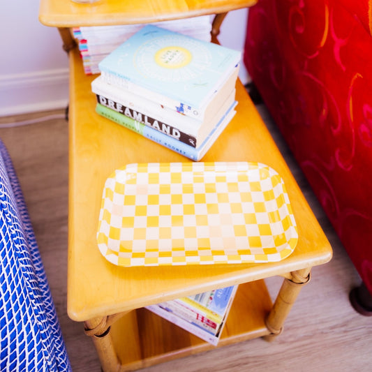 Yellow Check Medium Tray