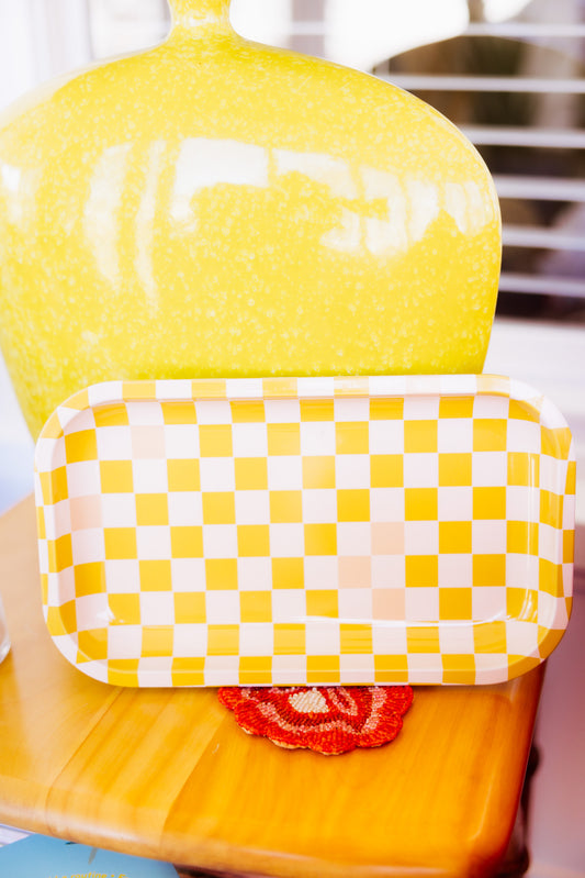 Yellow Check Medium Tray