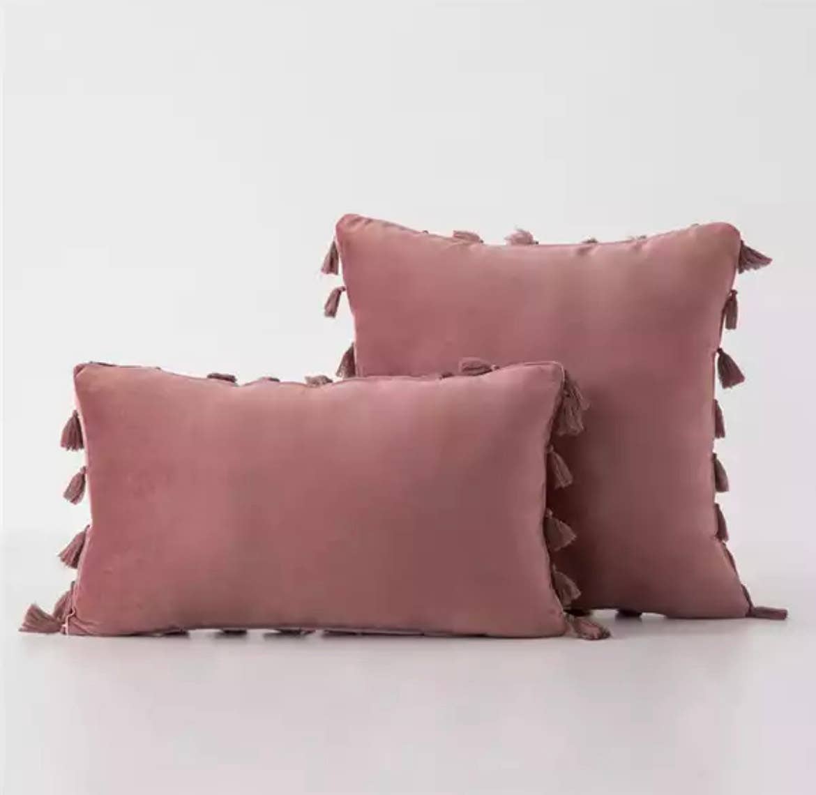 Velvet throw Pillow with Tassels