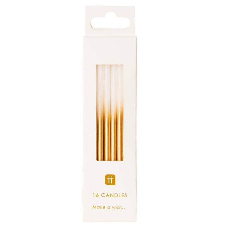 White and Gold Birthday Candles - 16 Pack